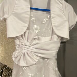 Elegant White flower girl / first communion Dress with Bolero